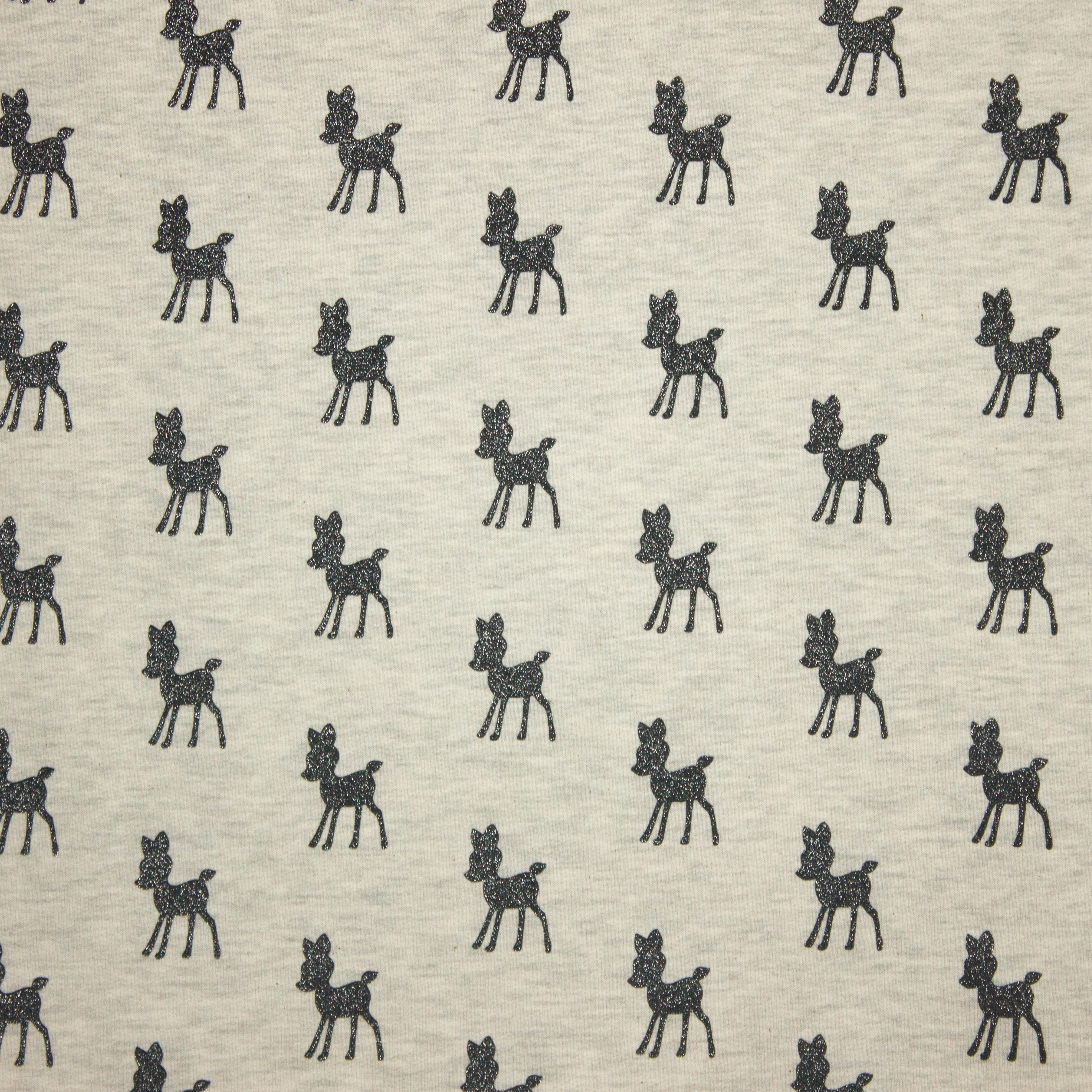 Sweaterstof in ecru met zwarte bambi